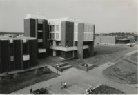 View of Roberts Hall showing Spragins Hall in the background.