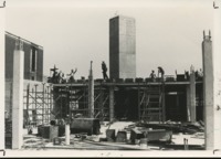 Construction on a new library wing.