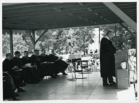 Eric Sevareid and UAH officials onstage at 1970 commencement.