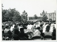 View of the crowd and the class of 1970 at commencement.