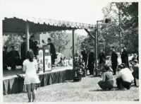 Members of the class of 1970 receiving diplomas at commencement.