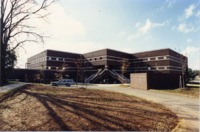 View of the back of the Business Administration Building at UAH.