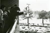 Students participate in the egg drop contest during National Engineering Week.