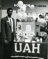 Chemistry Club president Terry Crutcher at the club's booth during National Chemistry Day.