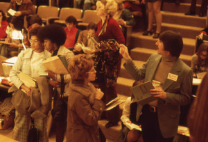 Larry Mendenhall directs students during class registration.