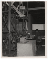 Photo of the lunar drill during testing.