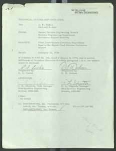 "Final Crew System Corollary Experiment Input to the Skylab Final Mission Evaluation Report."