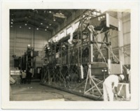 Construction of Saturn V launch tower service arm.