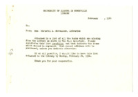 Letter to give notice of a list of books missing from the library.