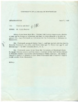 Memorandum from H. Clyde Reeves announcing the resignation of Christel McCanless as Librarian and the appointment of Jean Perrault.