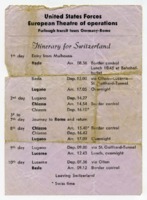 "Itinerary for Switzerland."