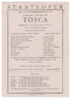 Playbill from a Vienna State Opera production of <i>Tosca</i>.