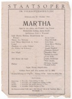 Playbill from a Vienna State Opera production of <i>Martha</i>.