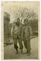 PFC. James Joseph Higgins and S/Sgt. Albert McCrea in Nantes, France.