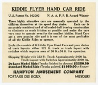 "Kiddie Flyer Hand Car Ride."