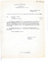 Correspondence concerning the "POM Eligibility of Officer Recently Returned From Overseas Theatre."