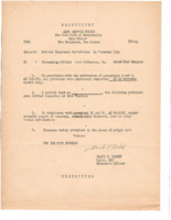 "Medical Clearance Certificate 14 November 1945".