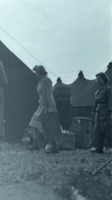 Photograph of nurses outside of the 95th Evacuation Hospital Building.