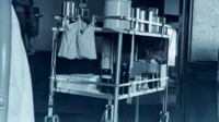 Photograph of a nurse's cart in the 300th General Hospital in Naples, Italy.