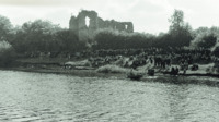 View of ruins from a waterway, Great Britain.