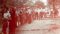 Spectators wait in line at a gubernatorial campaign event for Jim Folsom at Monte Sano State Park.