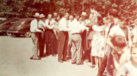 Jim Folsom mingles with the crowd at a gubernatorial campaign event at Monte Sano State Park.