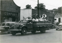 Band performing in a parade in downtown Huntsville, Alabama.
