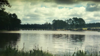 View of a pontoon bridge in a National Guard camp.