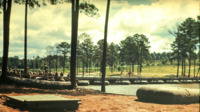 Completed pontoon bridge at a National Guard camp.
