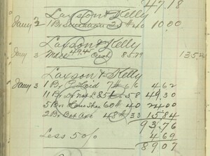 Laxson + Kelly transactions, January 3, 1899.