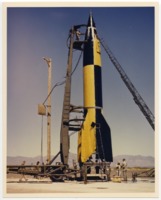 Preparing a V-2 for launch at White Sands Proving Ground, New Mexico.